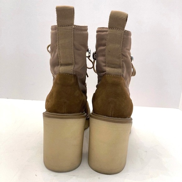 Dolce Vita X Anthropologie Celida Hiking Boots Women 8.5 Tan Suede Heeled Lug - Picture 6 of 12